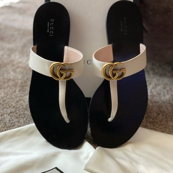 Gucci Shoes - White Gucci T-strap sandal